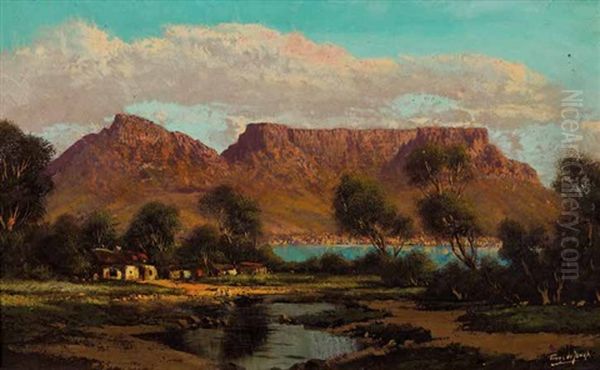 Table Mountain From Milnerton Oil Painting by Tinus de Jongh