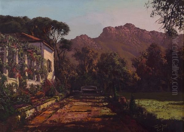 House In Mountainscape Oil Painting by Tinus de Jongh