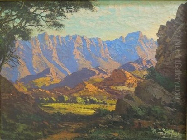 Mountainous Landscape Oil Painting by Tinus de Jongh