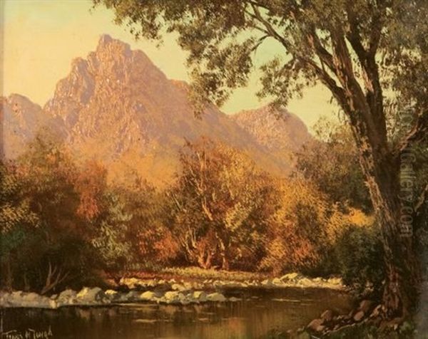 A Mountain Pool Oil Painting by Tinus de Jongh