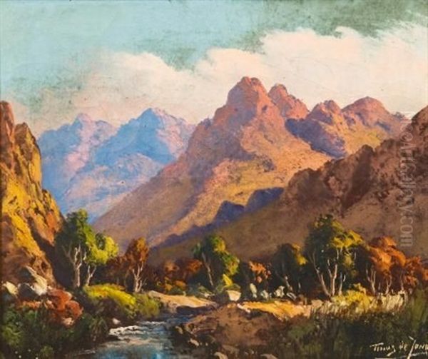 Mountain Stream Oil Painting by Tinus de Jongh