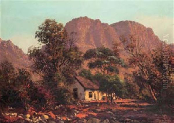 A Cape Cottage In The Mountains Oil Painting by Tinus de Jongh