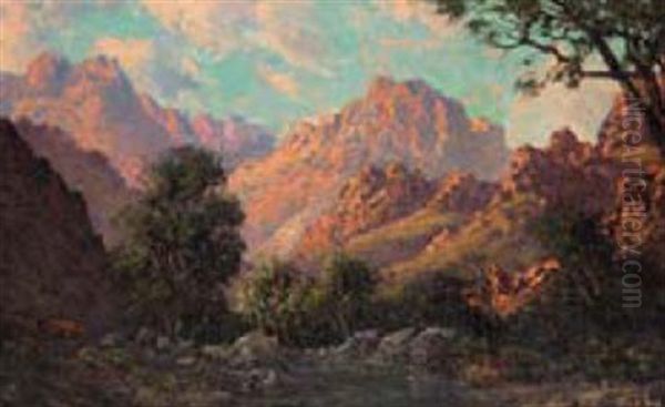 Between The Mountains, Wyllies Poort Oil Painting by Tinus de Jongh