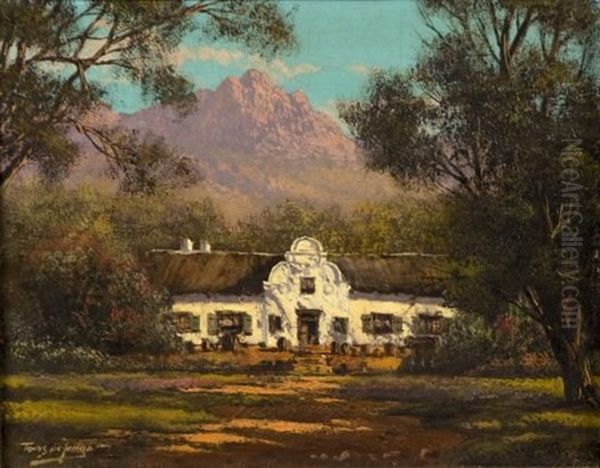 Cape Dutch Farmstead Oil Painting by Tinus de Jongh