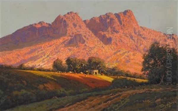 Sunset On Mountains Oil Painting by Tinus de Jongh