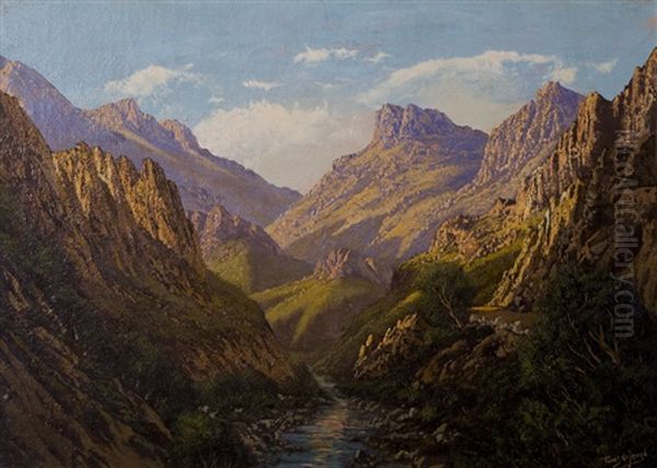 Mountainscape Oil Painting by Tinus de Jongh