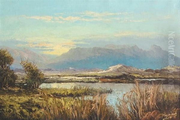 A View Of Table Mountain Oil Painting by Tinus de Jongh