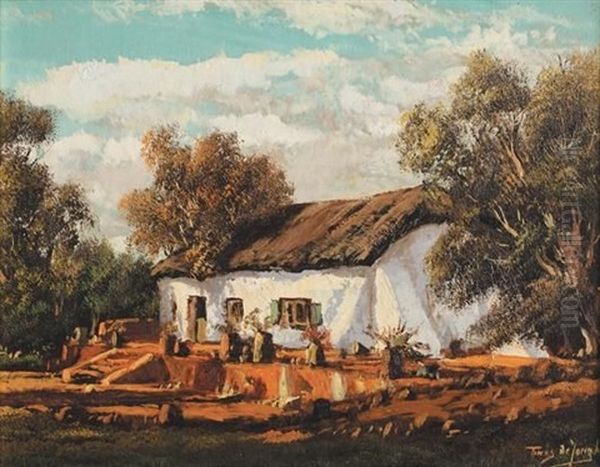 Cottage And Trees Oil Painting by Tinus de Jongh