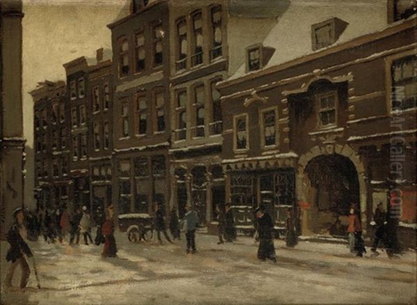 Dam Street Near Dam Square, Amsterdam Oil Painting by Tinus de Jongh