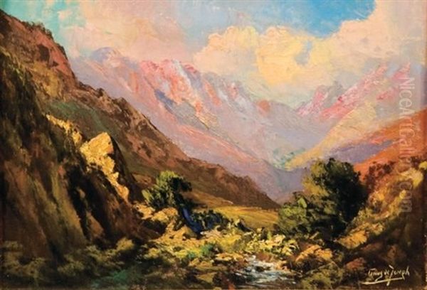 Mountainous Landscape Oil Painting by Tinus de Jongh