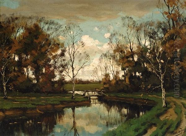 View Of A Lake Oil Painting by Tinus de Jongh