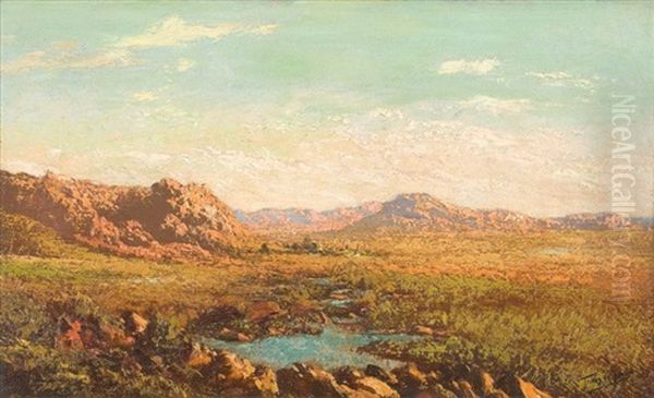 An Extensive Landscape With A River Oil Painting by Tinus de Jongh