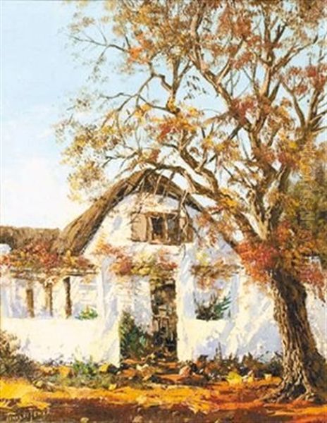 A Thatch Homestead Oil Painting by Tinus de Jongh