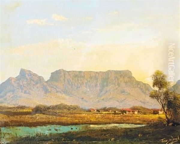 Table Mountain From Milnerton Oil Painting by Tinus de Jongh