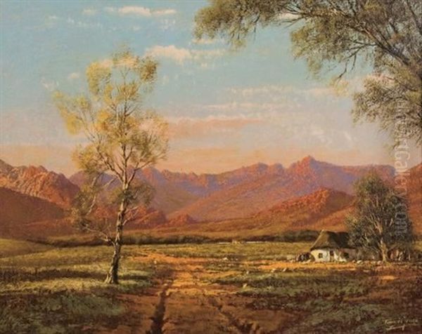 Farm Road Between Worcester And Robertson Oil Painting by Tinus de Jongh