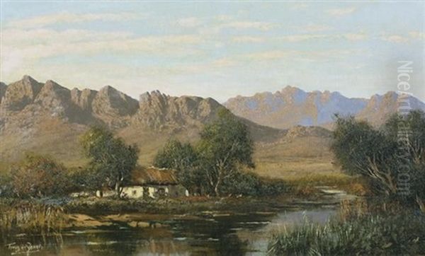 A Cottage On The Breede River Oil Painting by Tinus de Jongh