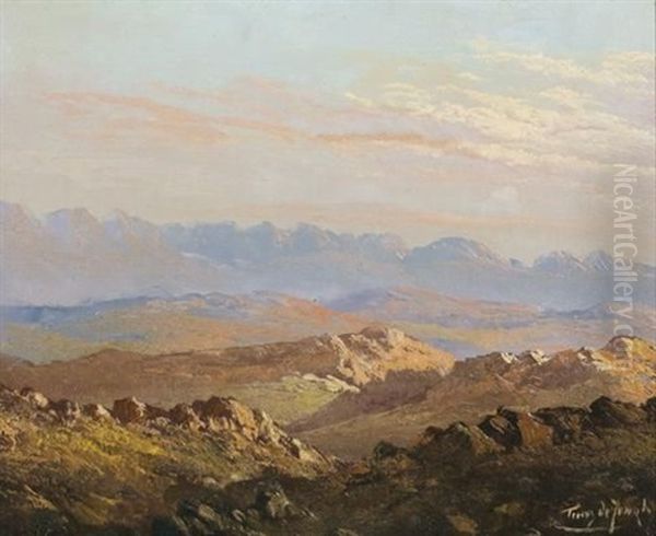 Cedarberg Sunset Oil Painting by Tinus de Jongh