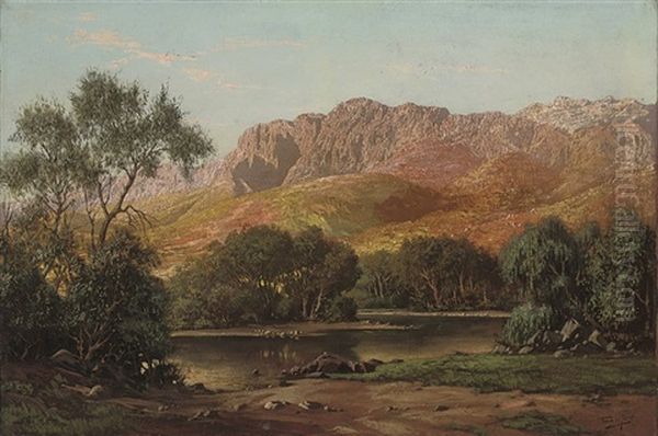 The Paarl River Oil Painting by Tinus de Jongh