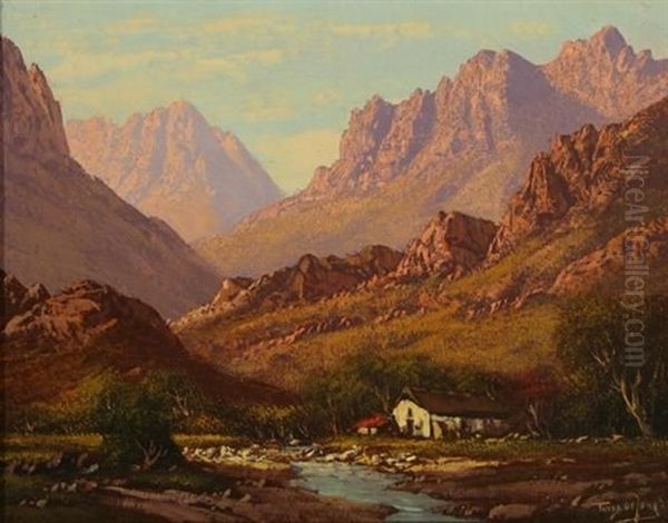 A Cottage Nestled In A Valley Oil Painting by Tinus de Jongh