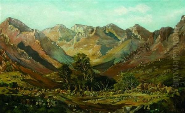 An Extensive Mountainous Landscape Oil Painting by Tinus de Jongh