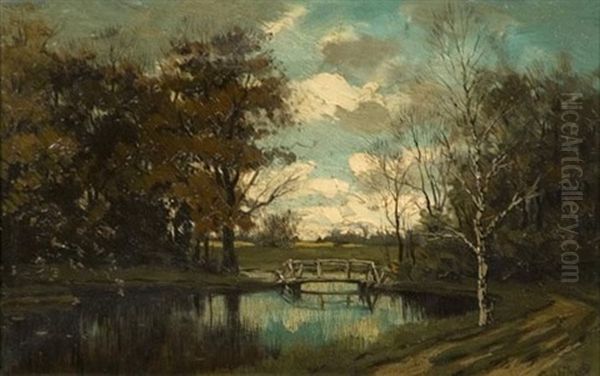 Bridge Over A Waterway Oil Painting by Tinus de Jongh