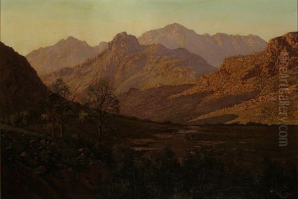 A Mountainous Landscape Oil Painting by Tinus de Jongh