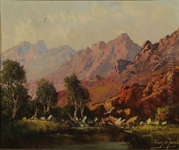 River In The Mountains Oil Painting by Tinus de Jongh