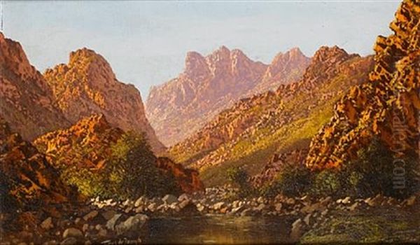 Mountainous Landscape Oil Painting by Tinus de Jongh