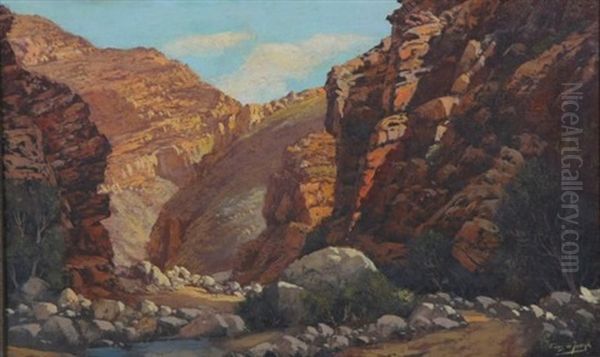 Late Afternoon In A River Gorge Oil Painting by Tinus de Jongh