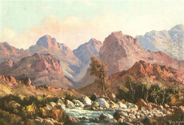 Mountain Scene With River by Tinus de Jongh