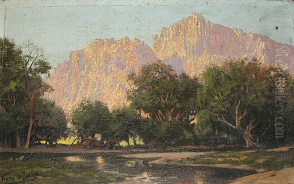 Mountain Scene Oil Painting by Tinus de Jongh