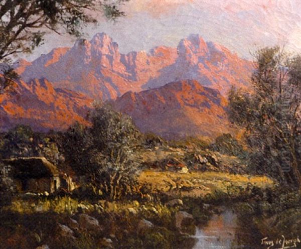 Cottage In The Mountains Oil Painting by Tinus de Jongh