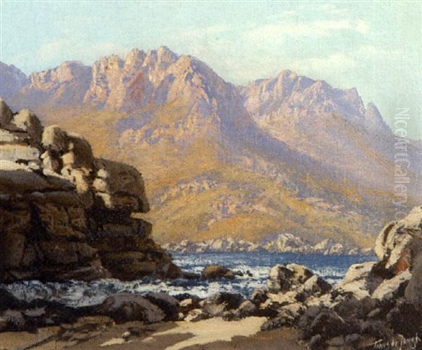 A Rocky Beach, Cape Coast Oil Painting by Tinus de Jongh