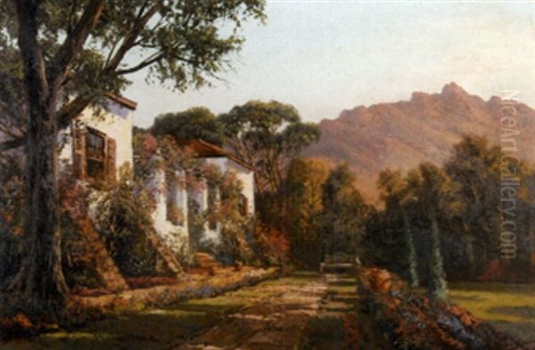 A House By A Hillside Oil Painting by Tinus de Jongh