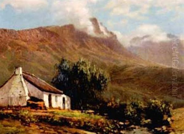 A Cottage In A Mountainous Landscape Oil Painting by Tinus de Jongh