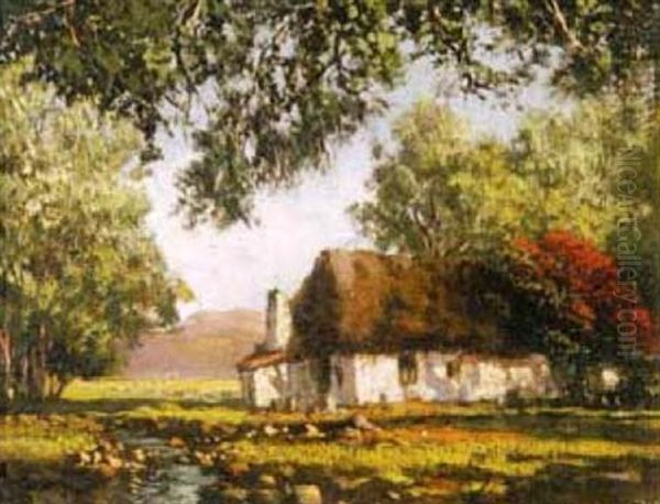 A Cottage By A Stream Oil Painting by Tinus de Jongh