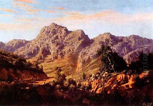 A Landscape With Mountains Oil Painting by Tinus de Jongh