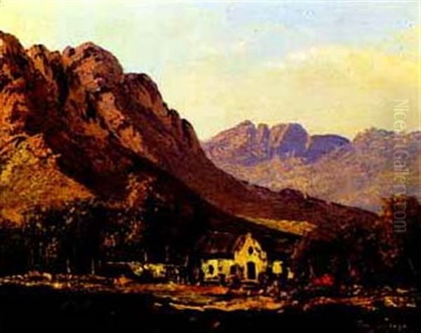 A Cape Dutch House In The Mountains Oil Painting by Tinus de Jongh