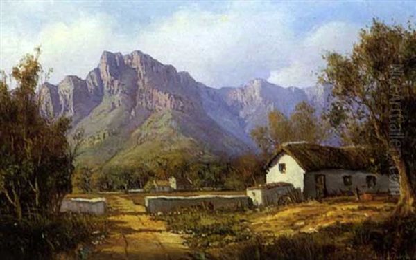 Cape Farmstead Oil Painting by Tinus de Jongh