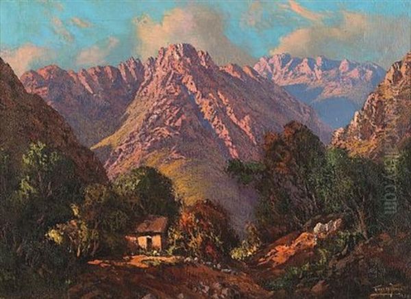 In The Drakensberg, South Africa Oil Painting by Tinus de Jongh