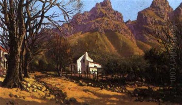 Cape Houses Under The Mountain Oil Painting by Tinus de Jongh