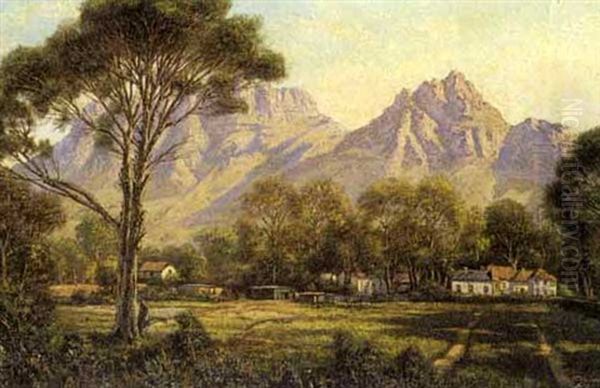 Houses Beneath Table Mountain Oil Painting by Tinus de Jongh