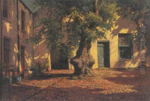 A Cape Courtyard Oil Painting by Tinus de Jongh