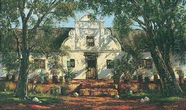 Constantia Winery Near Capetown, South Africa Oil Painting by Tinus de Jongh