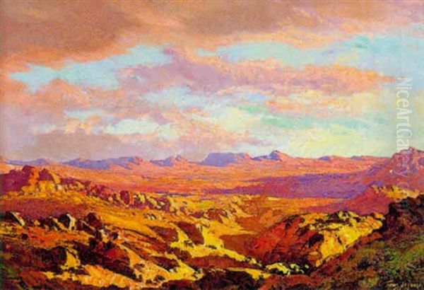 Sunset In The Karoo Oil Painting by Tinus de Jongh