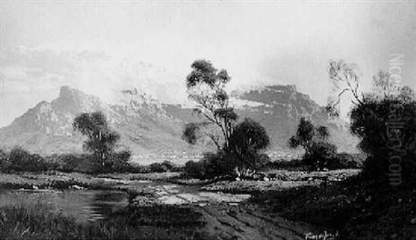 A View Of De Tafelberg, Cape Town Oil Painting by Tinus de Jongh