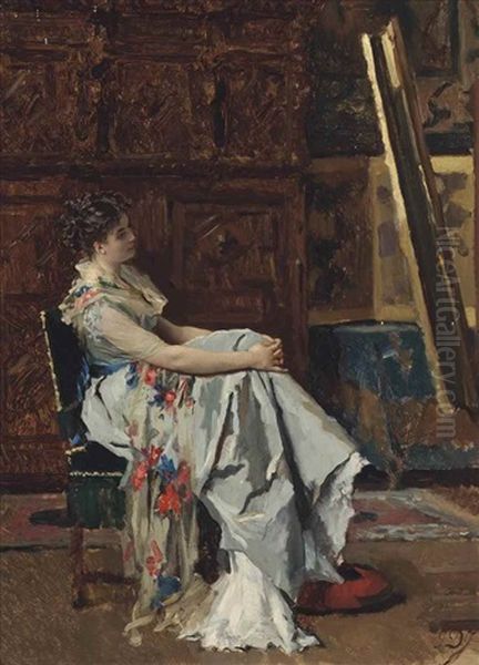 Le Modele Oil Painting by Gustave Leonhard de Jonghe