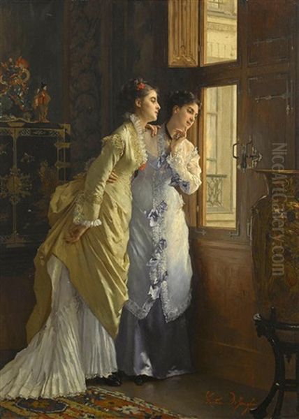 Awaiting The Suitor Oil Painting by Gustave Leonhard de Jonghe