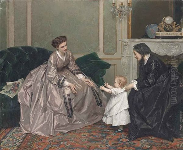 First Steps Oil Painting by Gustave Leonhard de Jonghe