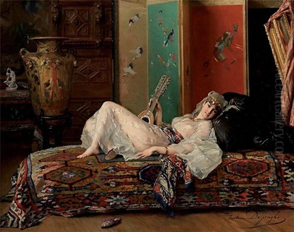 Odalik Oil Painting by Gustave Leonhard de Jonghe